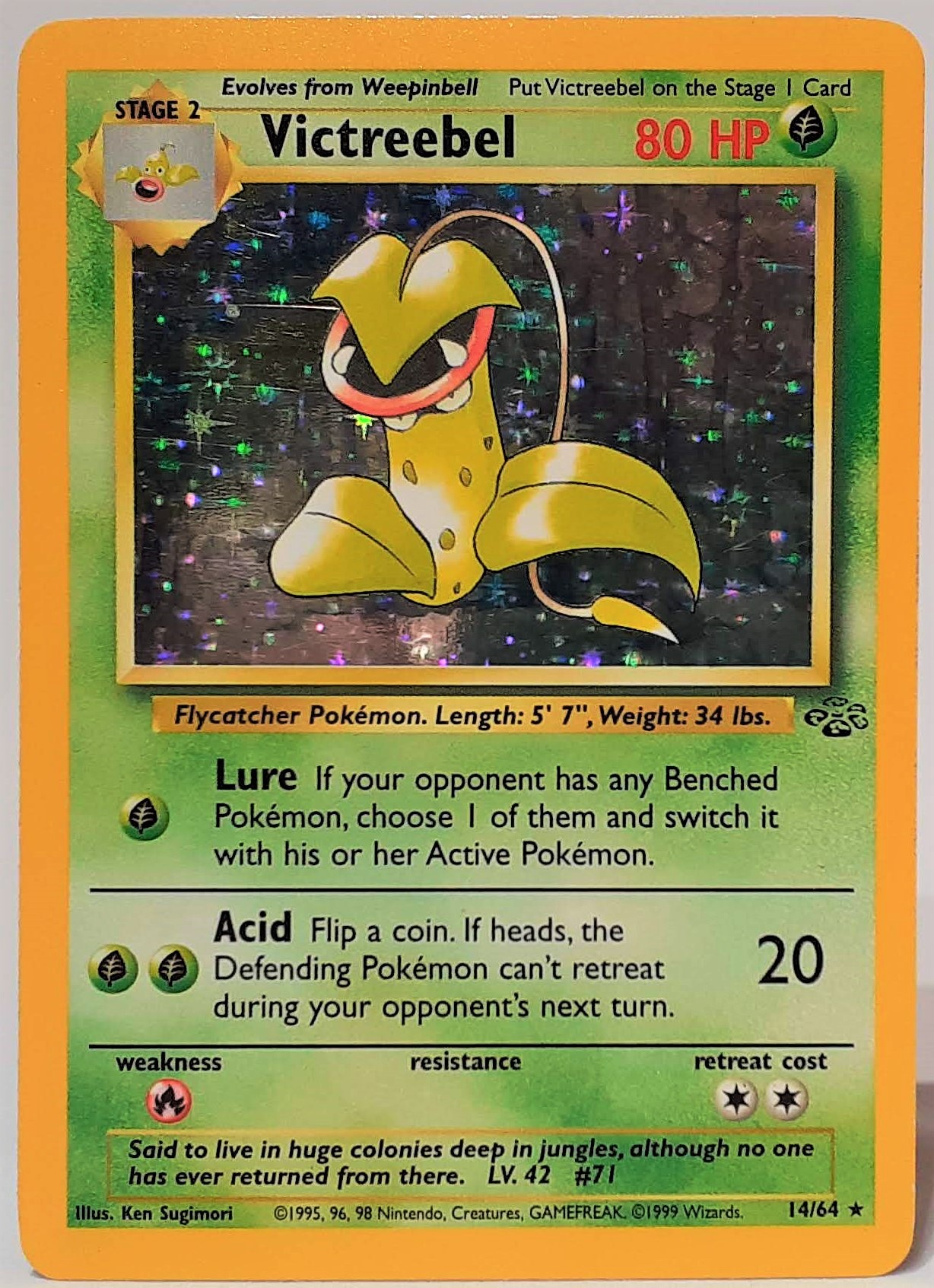 Original 1999 POKEMON Jungle Set Victreebel 14/64 Holo Unlimited